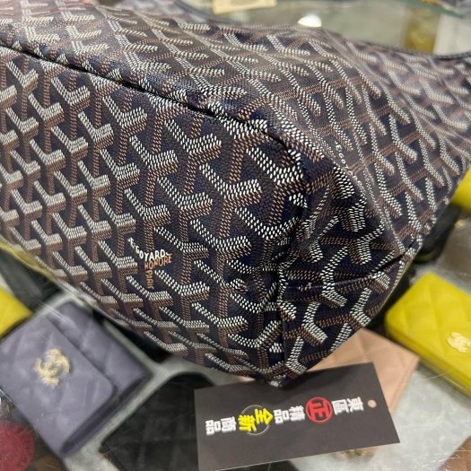 東區正精品㊣GOYARD Boheme Hobo Bag 全新深藍色印花銀釦拉鍊單把肩背包彎月包 RZ6482-6