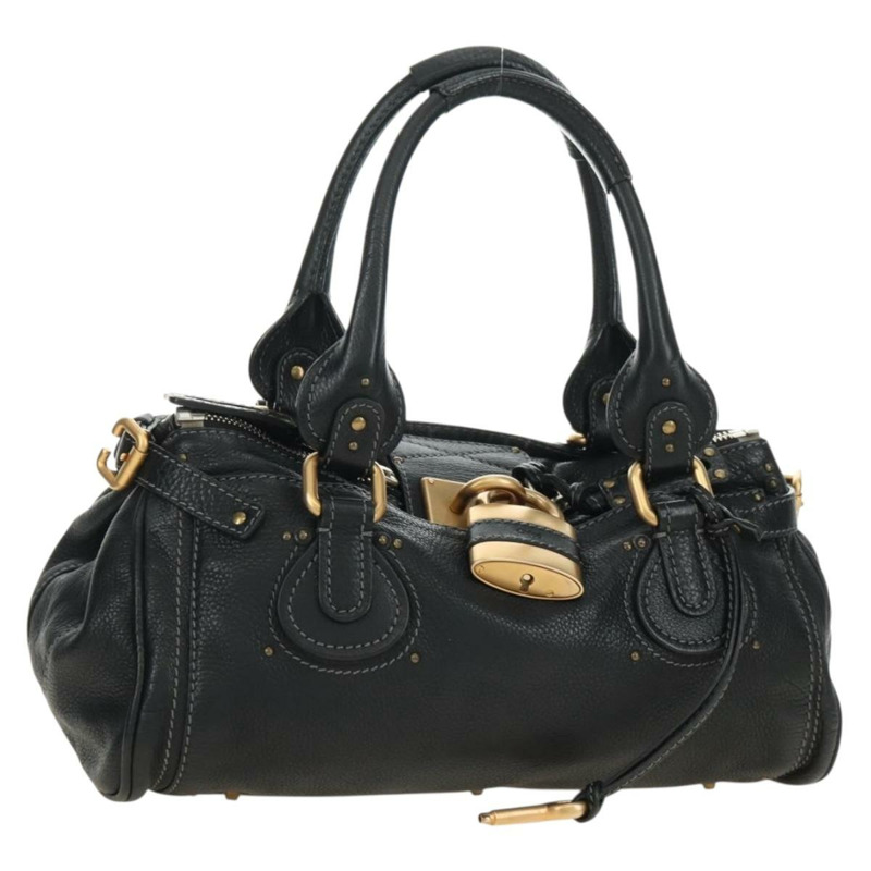 【日本直送】Chloe Paddington 手提包 真皮 黑色 金 銀色 正品 ki6650M-0