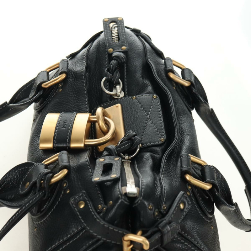 【日本直送】Chloe Paddington 手提包 真皮 黑色 金 銀色 正品 ki6650M-5