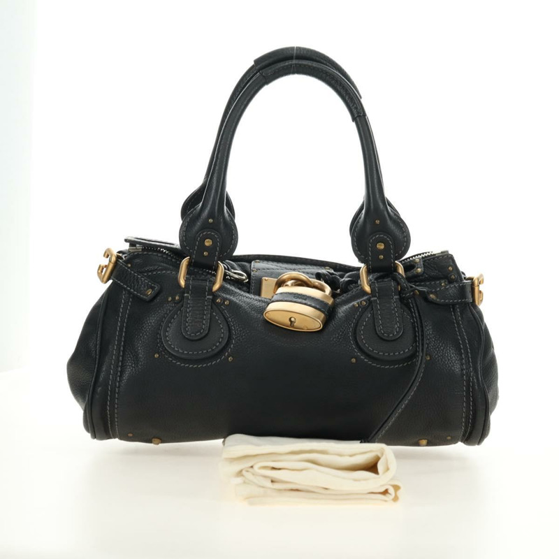 【日本直送】Chloe Paddington 手提包 真皮 黑色 金 銀色 正品 ki6650M-11