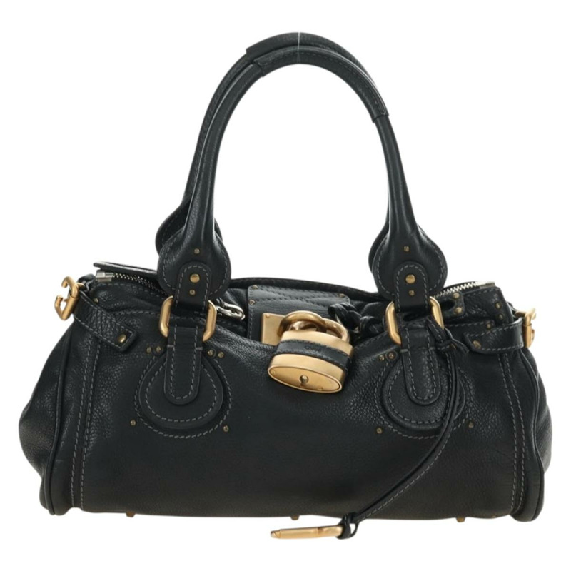 【日本直送】Chloe Paddington 手提包 真皮 黑色 金 銀色 正品 ki6650M-12