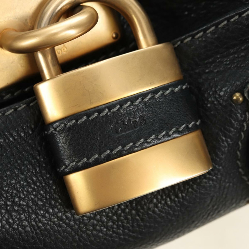 【日本直送】Chloe Paddington 手提包 真皮 黑色 金 銀色 正品 ki6650M-17