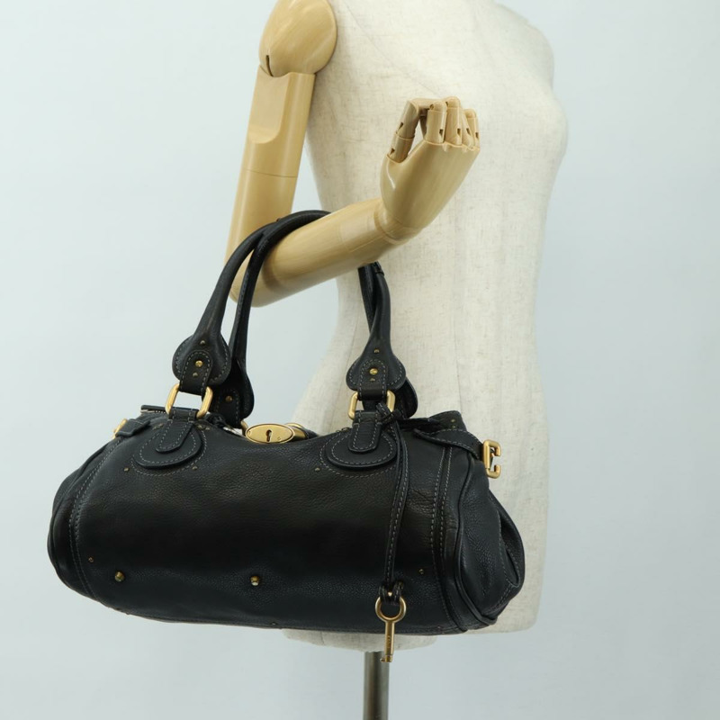 【日本直送】Chloe Paddington 手提包 真皮 黑色 金 銀色 正品 ki6650M-24