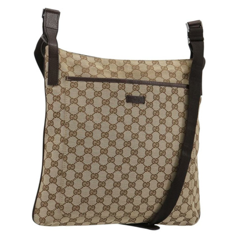 GUCCI GG帆布肩背包 米色 銀色 122791 正品 181573A