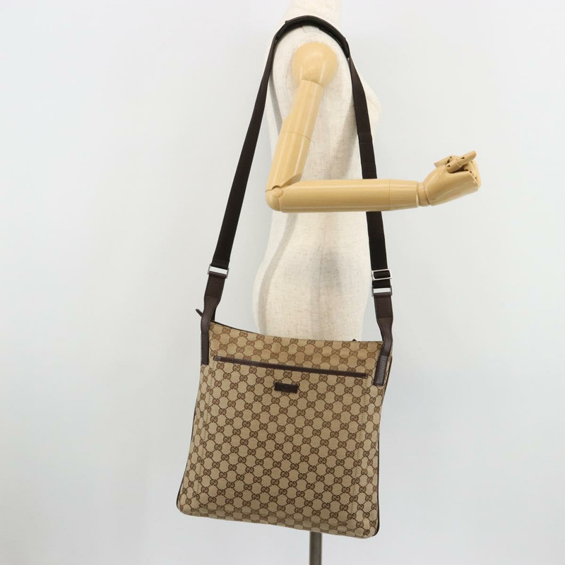【日本直送】GUCCI GG帆布肩背包 米色 銀色 122791 正品 181573A-24