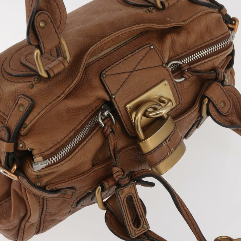 【日本直送】Chloe Paddington 手提包 皮革 棕色 金銀色 正品 BA13024M-5