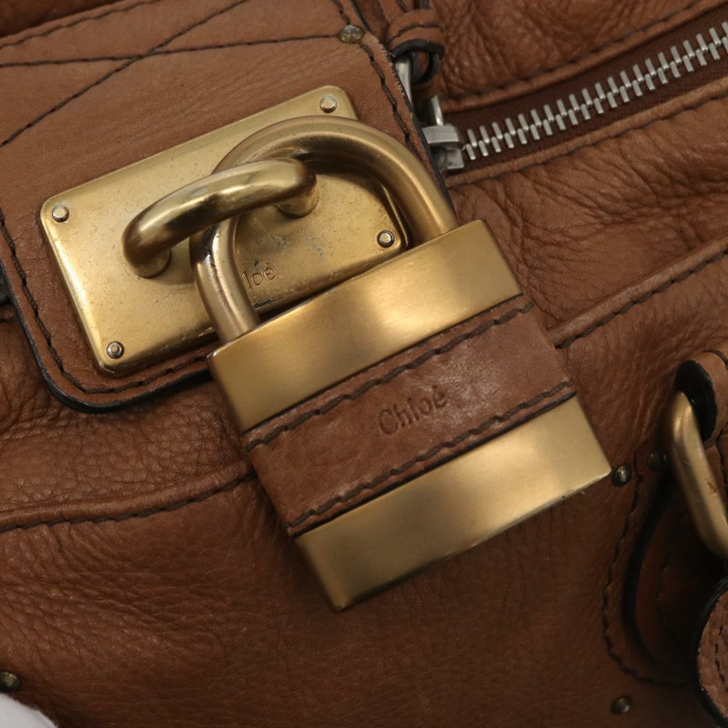 【日本直送】Chloe Paddington 手提包 皮革 棕色 金銀色 正品 BA13024M-16