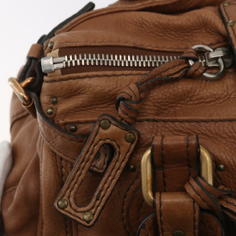 【日本直送】Chloe Paddington 手提包 皮革 棕色 金銀色 正品 BA13024M-18