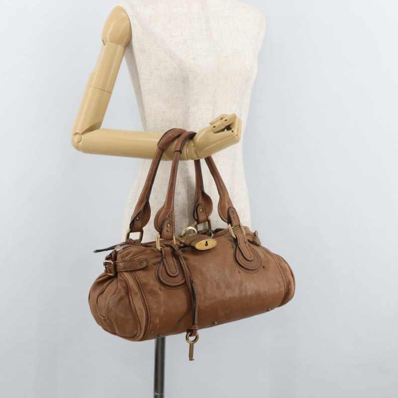 【日本直送】Chloe Paddington 手提包 皮革 棕色 金銀色 正品 BA13024M-26