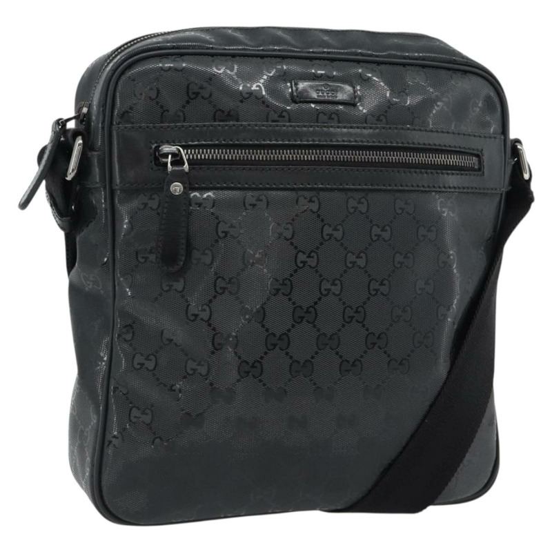 【日本直送】GUCCI GG 經典單肩包 PVC 黑色銀色 201448 正品 am11696V-0