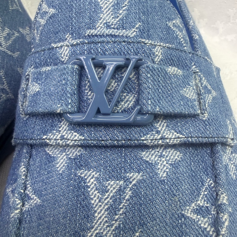 LV Classic Monogram Denim Loafers UK9.5 未使用品-1