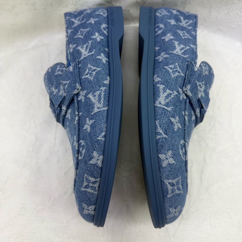 LV Classic Monogram Denim Loafers UK9.5 未使用品-4