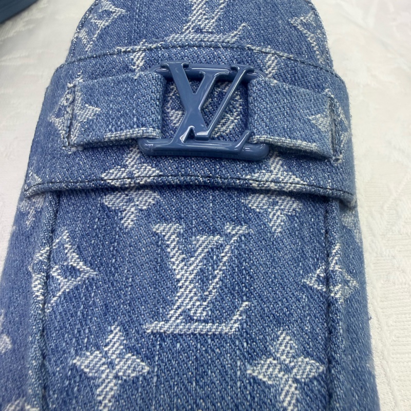 LV Classic Monogram Denim Loafers UK9.5 未使用品-12