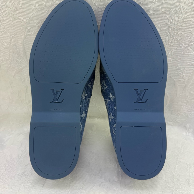 LV Classic Monogram Denim Loafers UK9.5 未使用品-14
