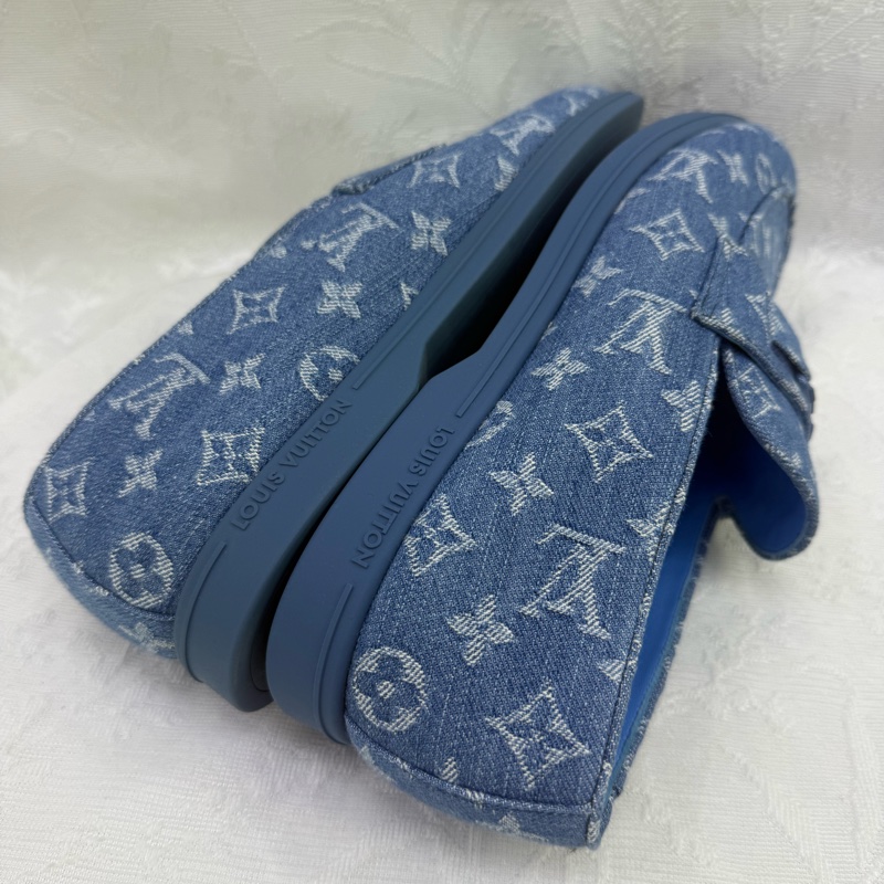 LV Classic Monogram Denim Loafers UK9.5 未使用品-15