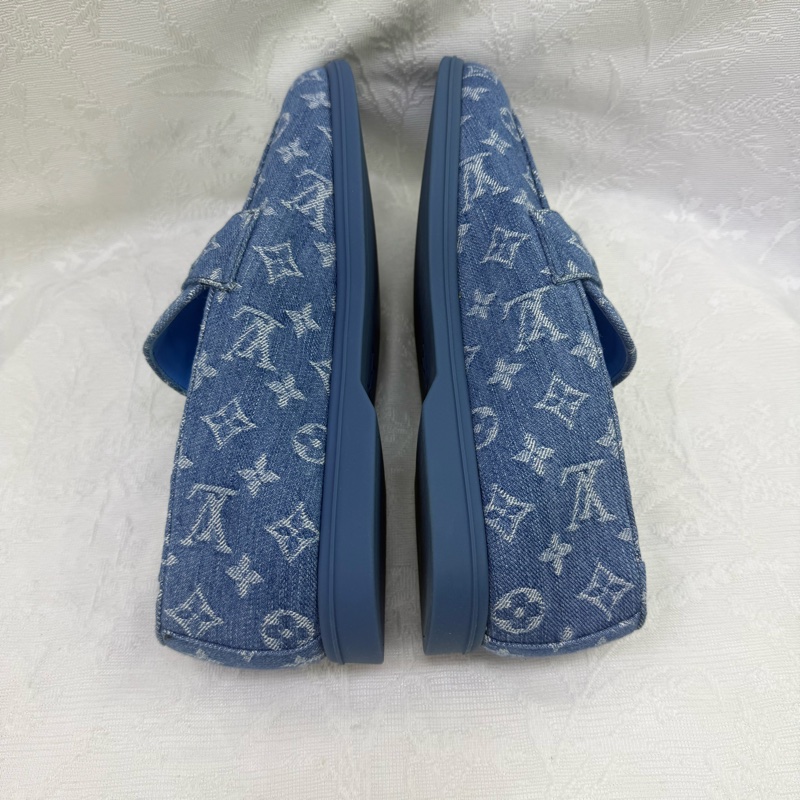 LV Classic Monogram Denim Loafers UK9.5 未使用品-17
