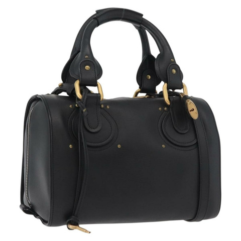 Chloe Aurora Paddington 手提包 皮革 兩用 黑色 金色 正品 BA13096V