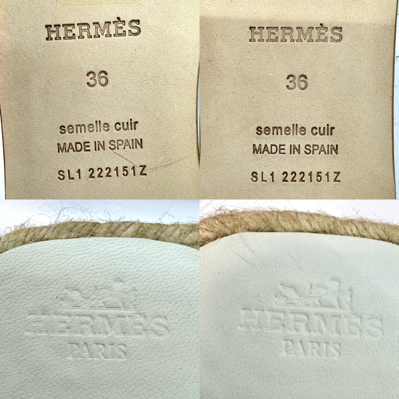 Hermès 經典 Famosa H LOGO 麂皮草編楔型拖鞋 / 羅馬鞋 (白色 #36號)-5