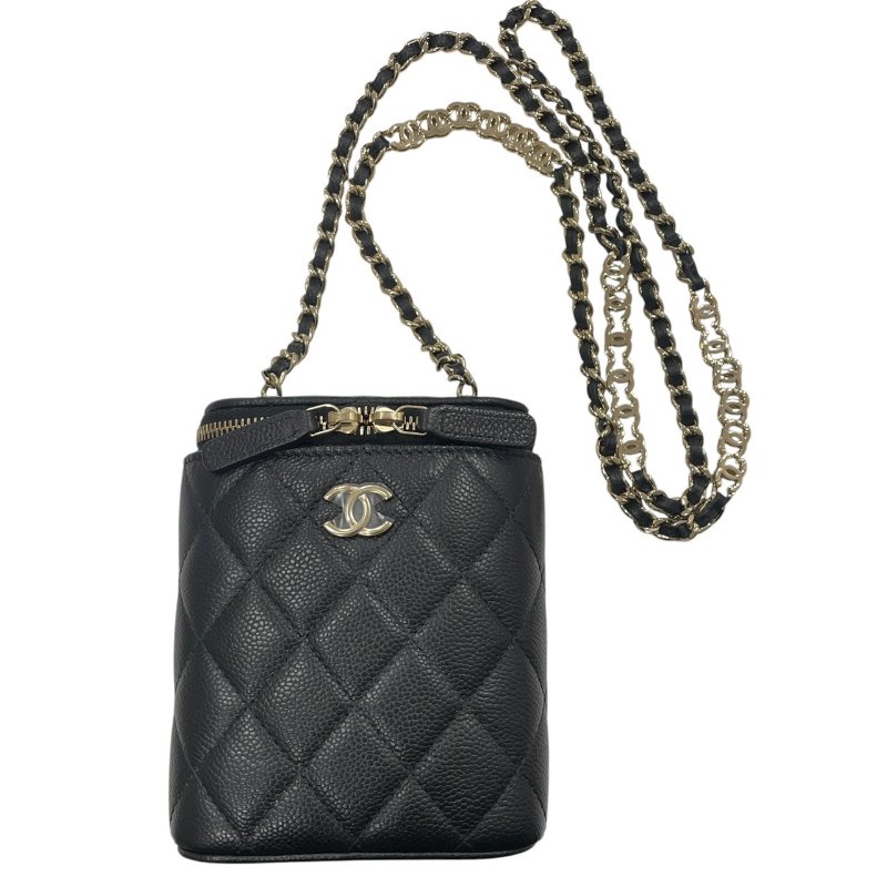 CHANEL 香奈兒 AP2195 迷你盒包 COCO鍊條 荔枝牛皮 黑色 金釦-0