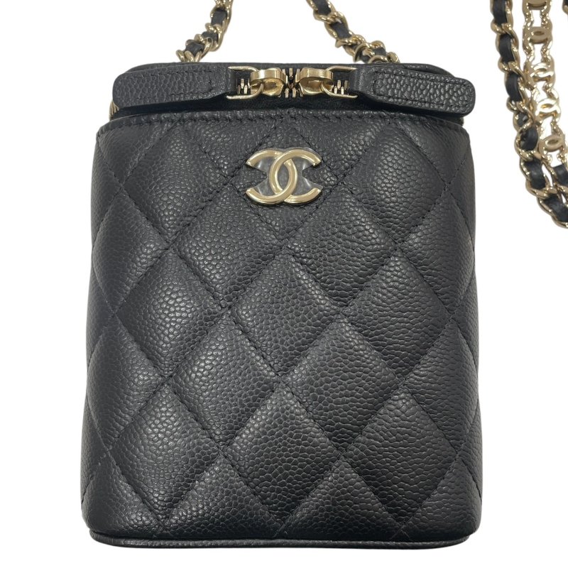 CHANEL 香奈兒 AP2195 迷你盒包 COCO鍊條 荔枝牛皮 黑色 金釦-1