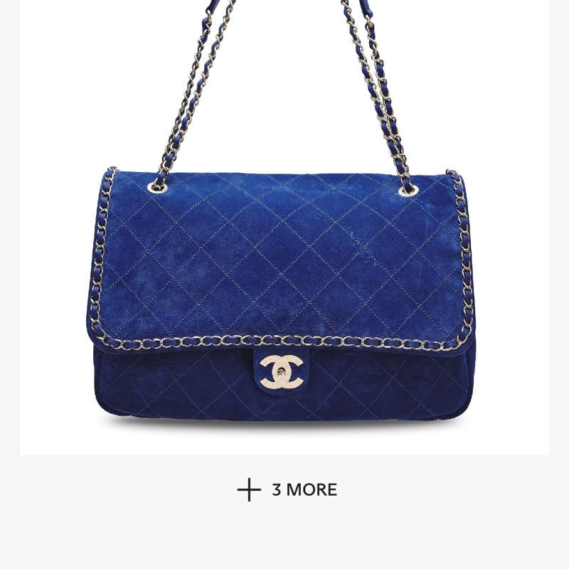 Nigo 權志龍Gd 同款Chanell x Pharrel Williams 菲董聯名限量款 flag bag 藍色麂皮大包近全新-5