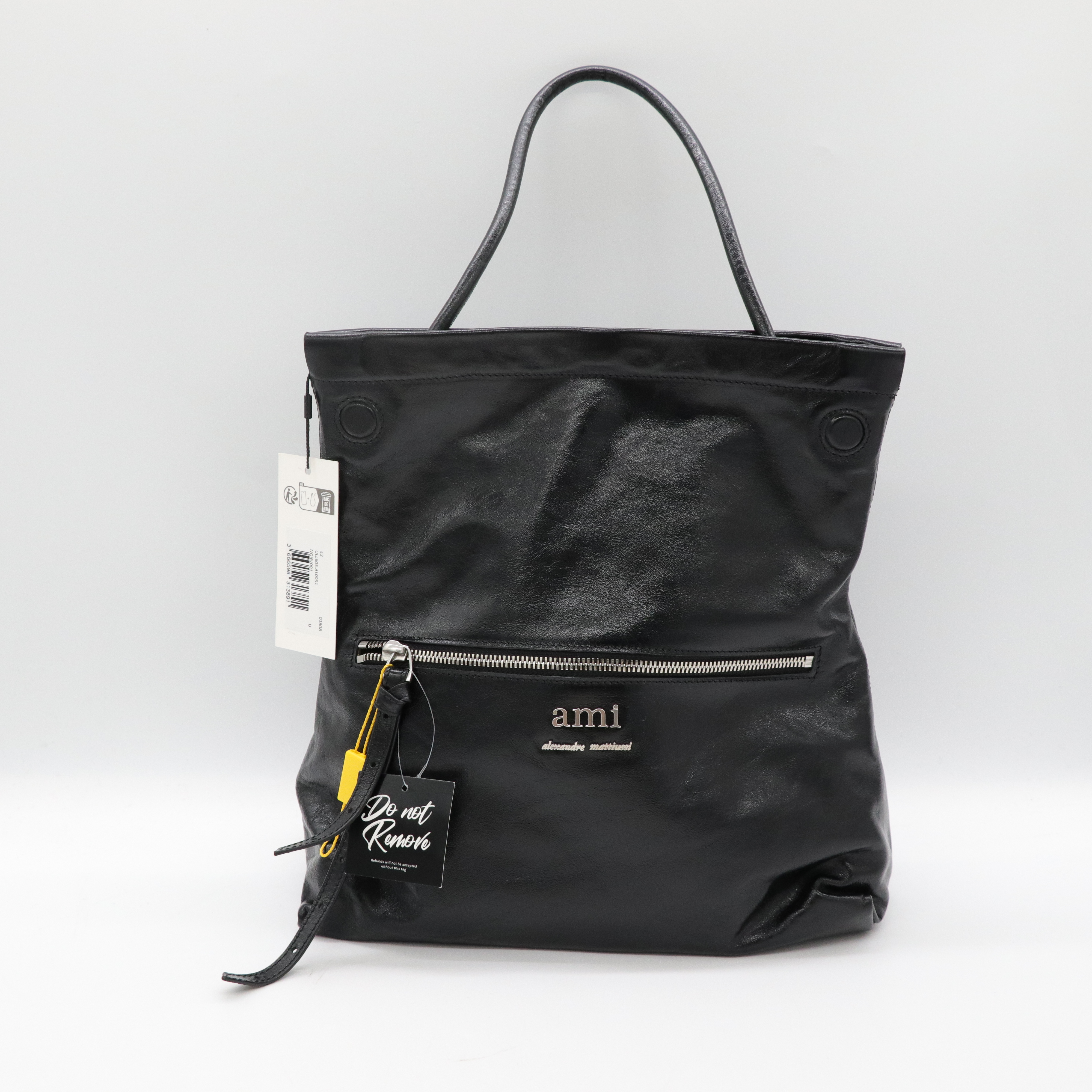 Ami Paris Grocery Bag 小牛皮 黑色 手提包-1