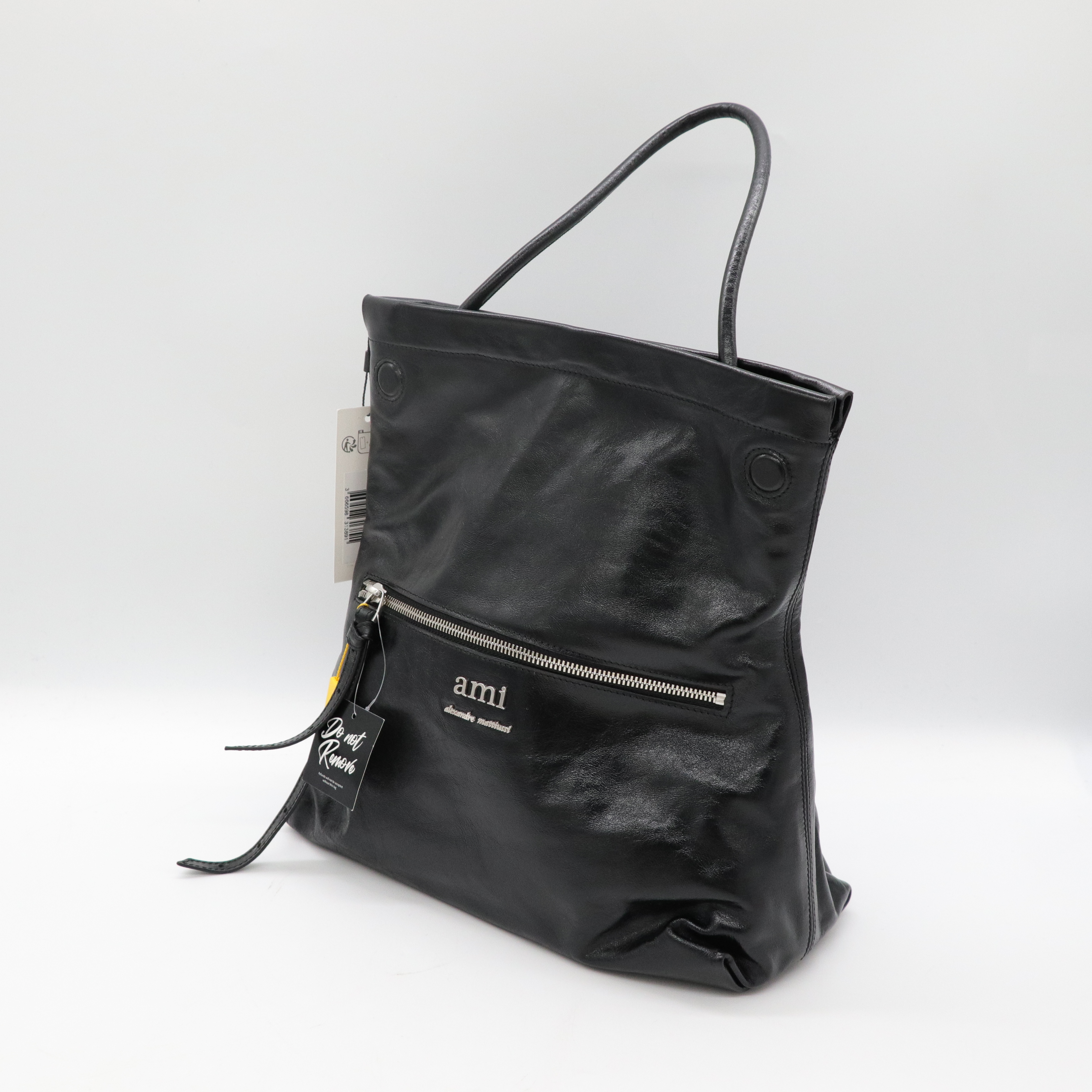 Ami Paris Grocery Bag 小牛皮 黑色 手提包-2