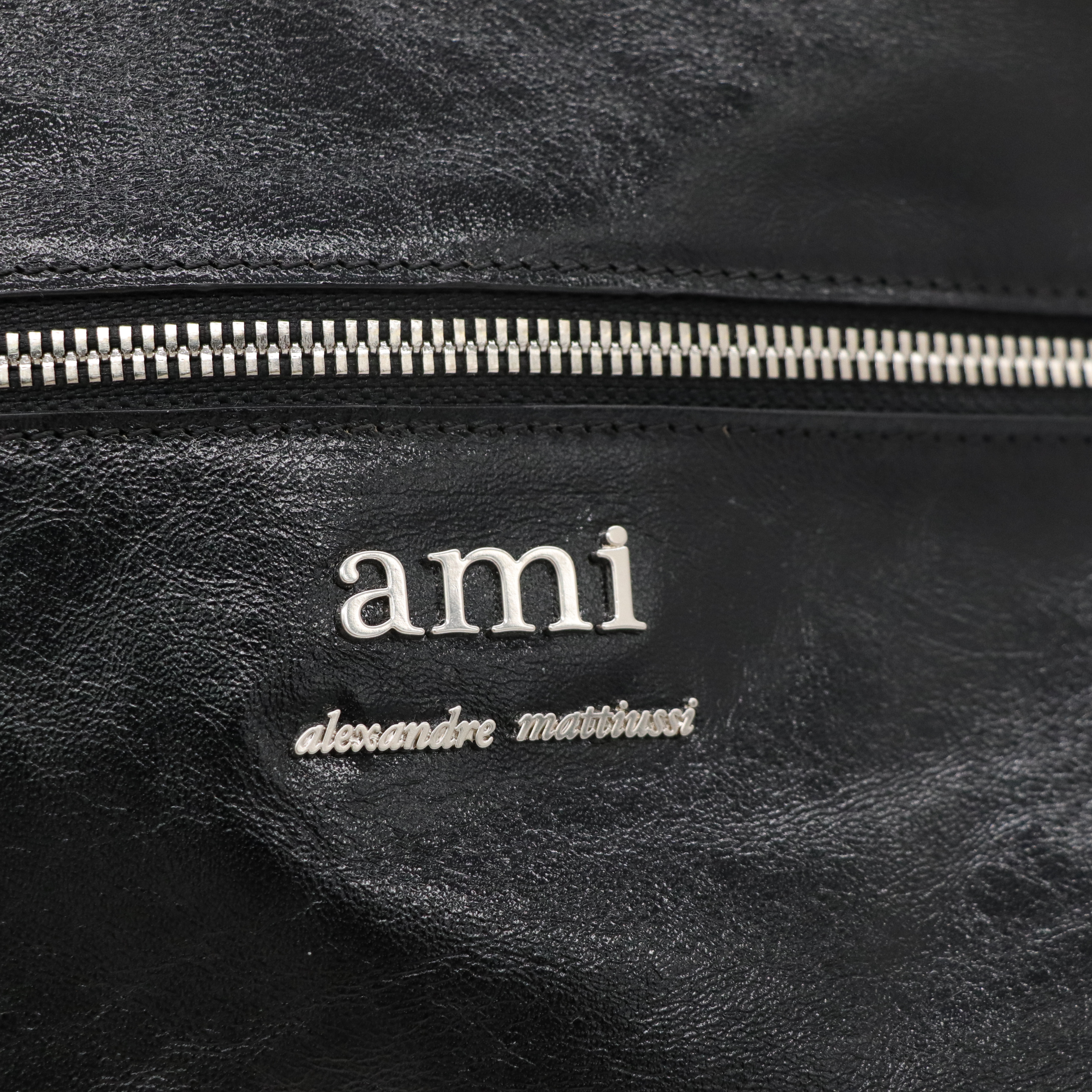 Ami Paris Grocery Bag 小牛皮 黑色 手提包-7
