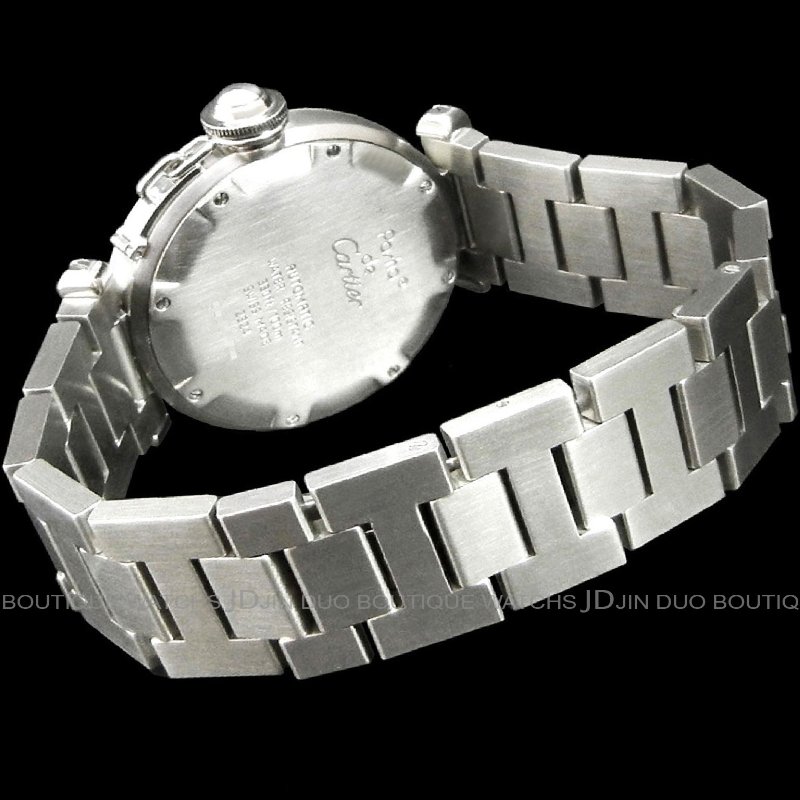 金鐸精品~W907 CARTIER 卡地亞 PASHA 棕色格紋面中型款 自動上鍊女用腕錶-2