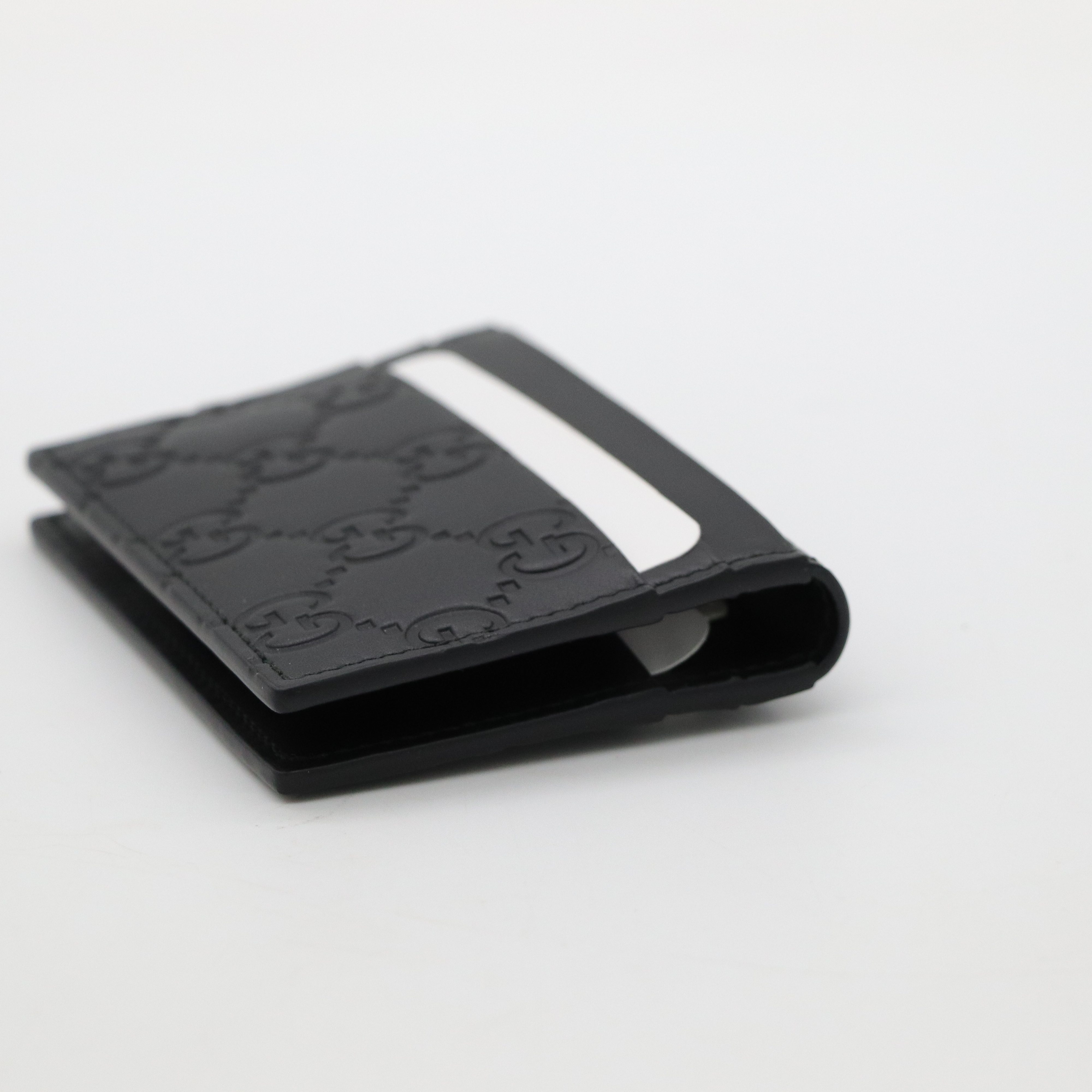 Gucci 古馳 GG老花 黑色牛皮卡包-7