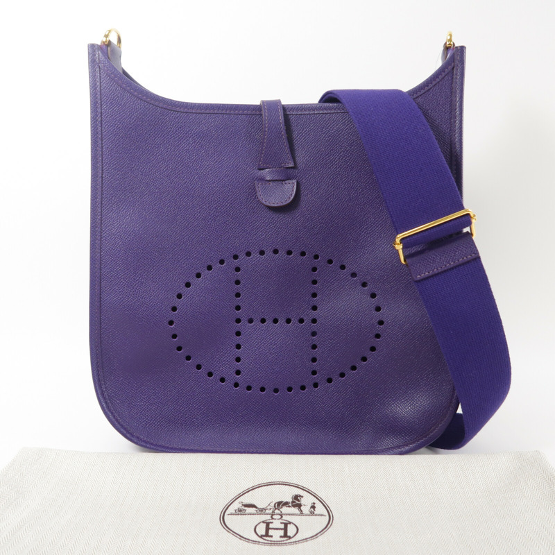 HERMES Epsom皮革Evelyne PM肩背袋Iris-9