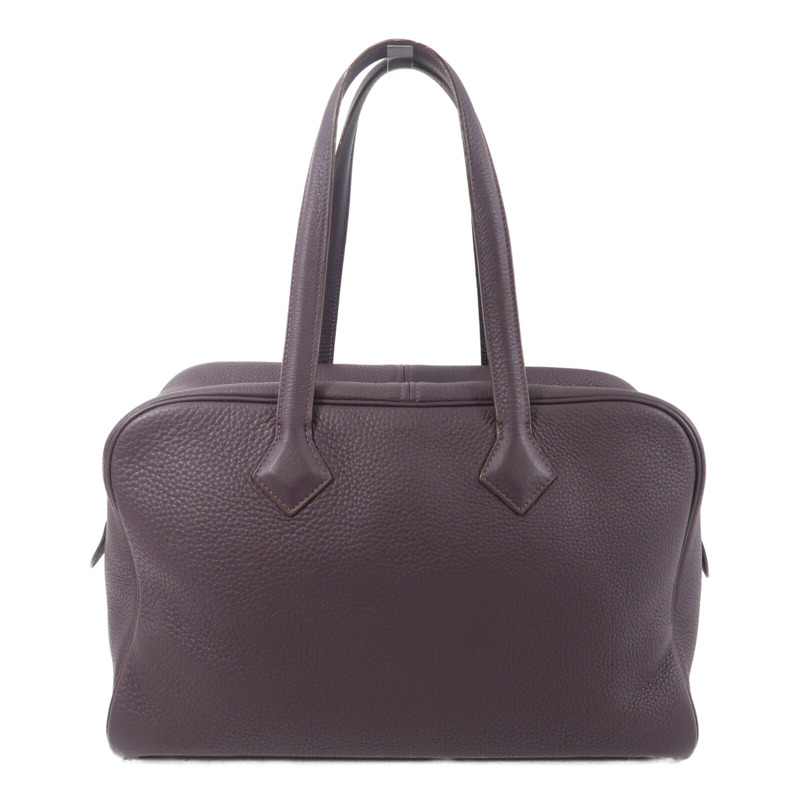 HERMES Clemence皮革Victoria 35手挽袋Rouge Pivoine-1