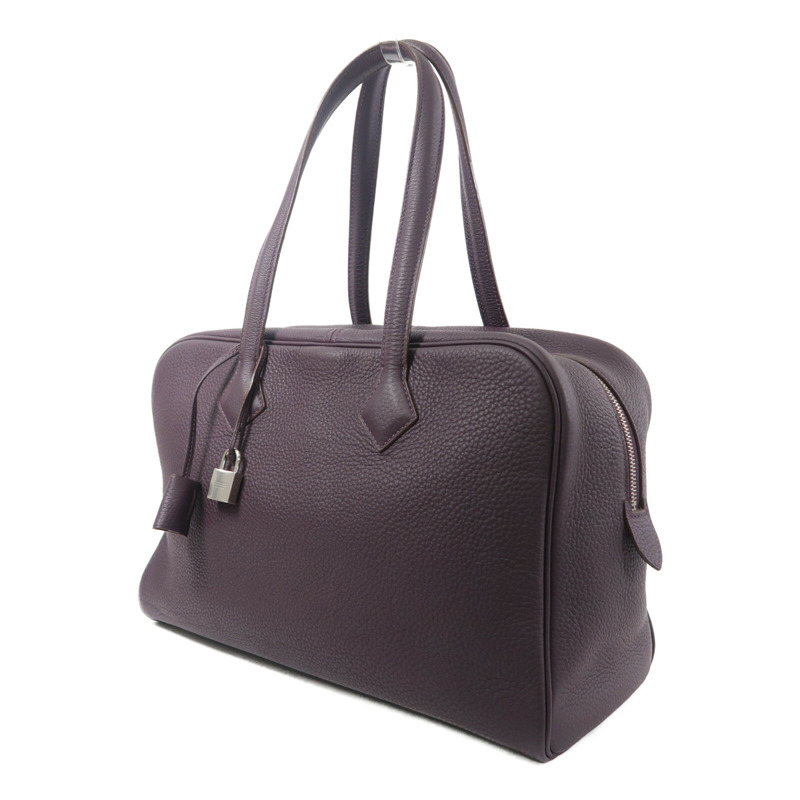 HERMES Clemence皮革Victoria 35手挽袋Rouge Pivoine-2