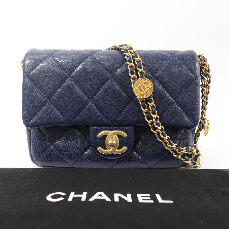 CHANEL 牛皮皮革Chain Shoulder鏈帶肩背袋-10