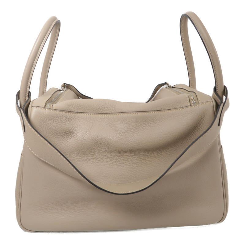 HERMES Clemence皮革Lindy 34手挽肩背兩用袋Gris Tourterelle-1