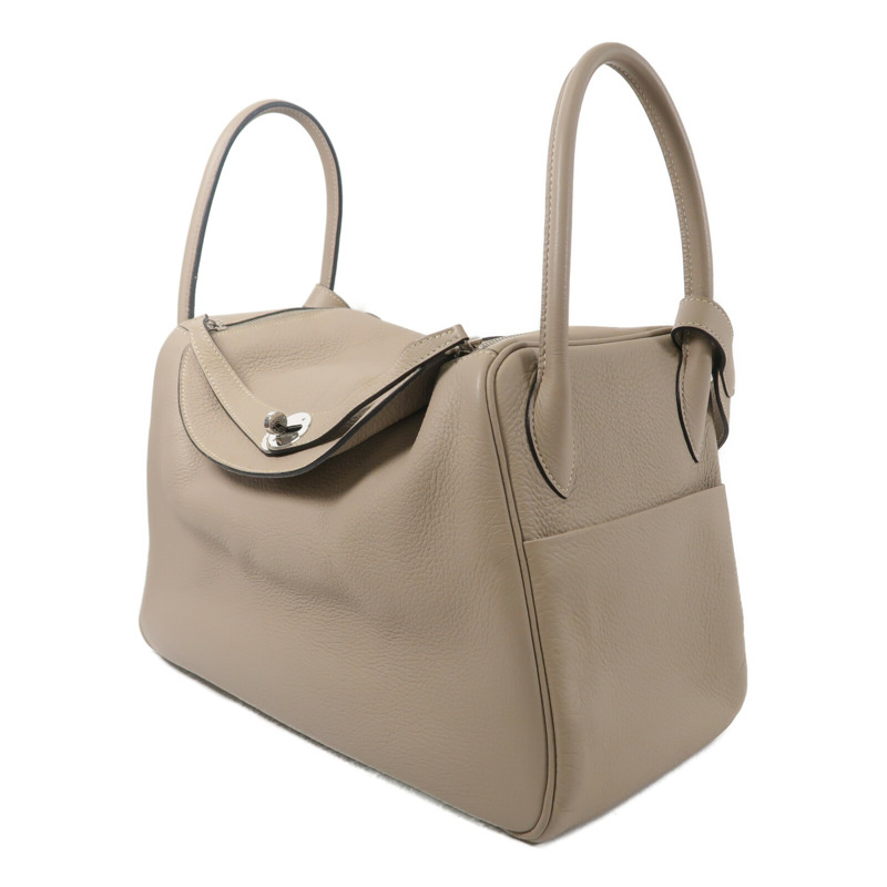 HERMES Clemence皮革Lindy 34手挽肩背兩用袋Gris Tourterelle-2