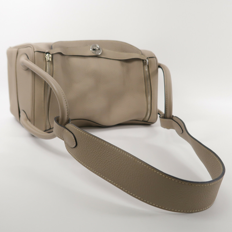 HERMES Clemence皮革Lindy 34手挽肩背兩用袋Gris Tourterelle-8