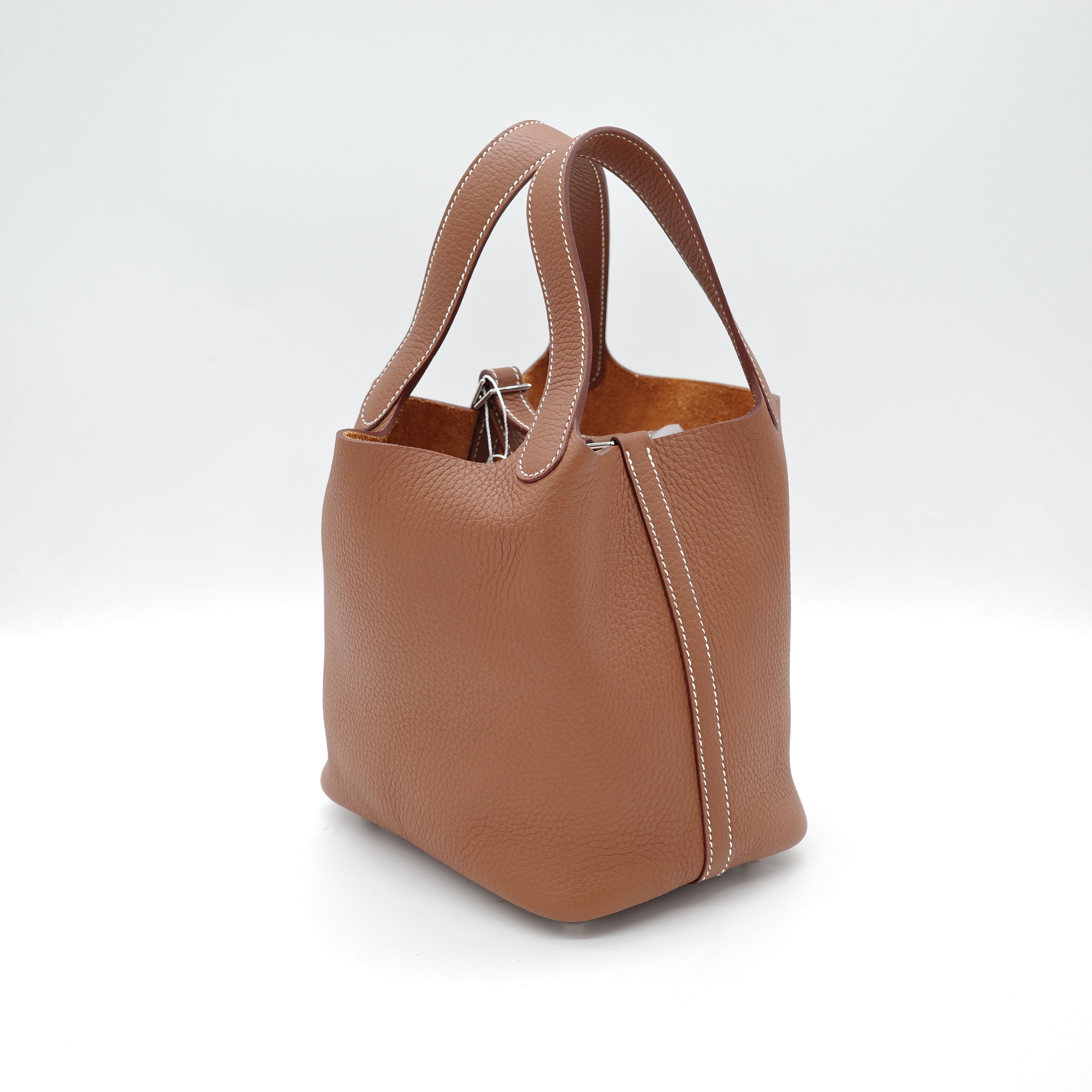 Hermès 愛馬仕 金棕 菜籃子 18 牛皮-4