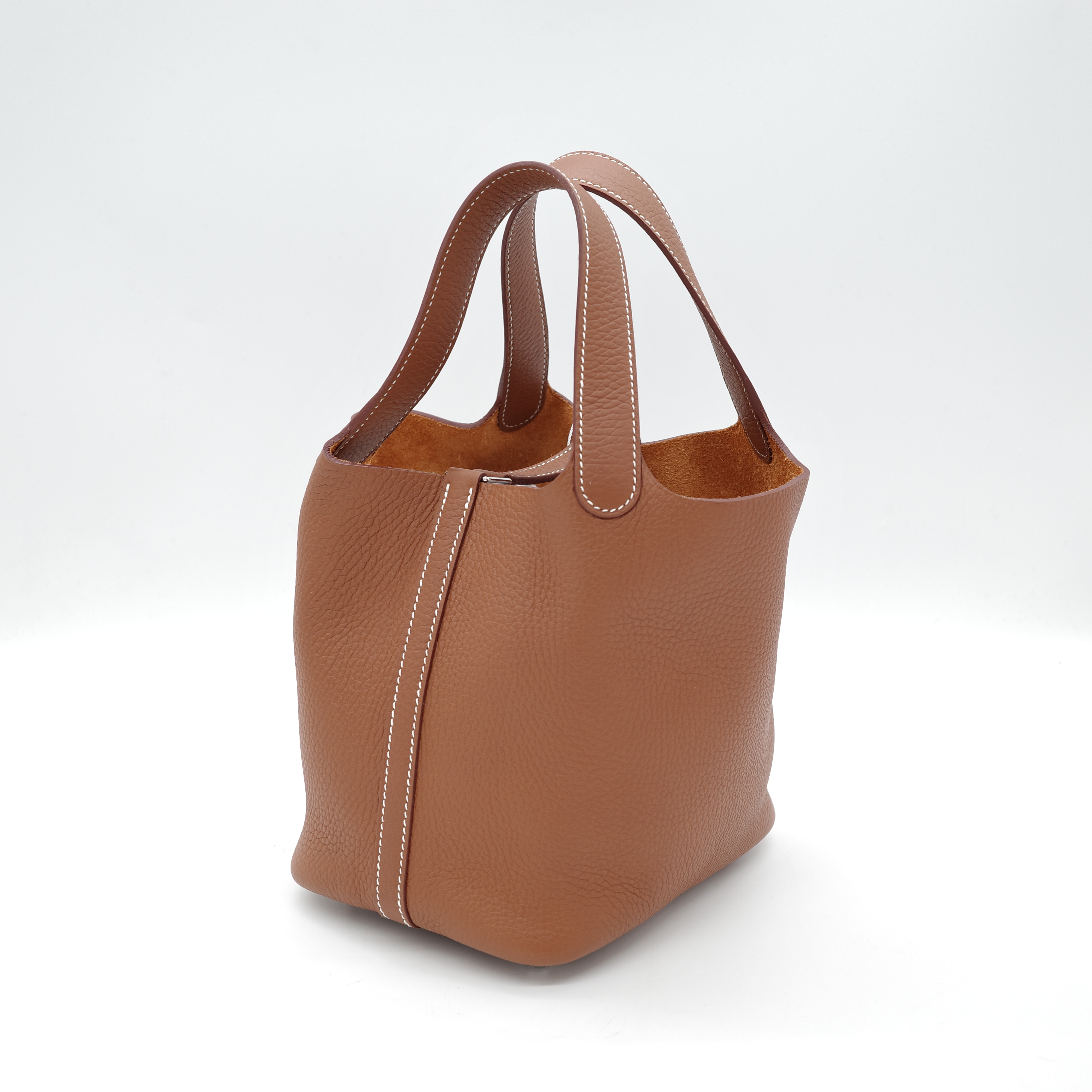 Hermès 愛馬仕 金棕 菜籃子 18 牛皮-5