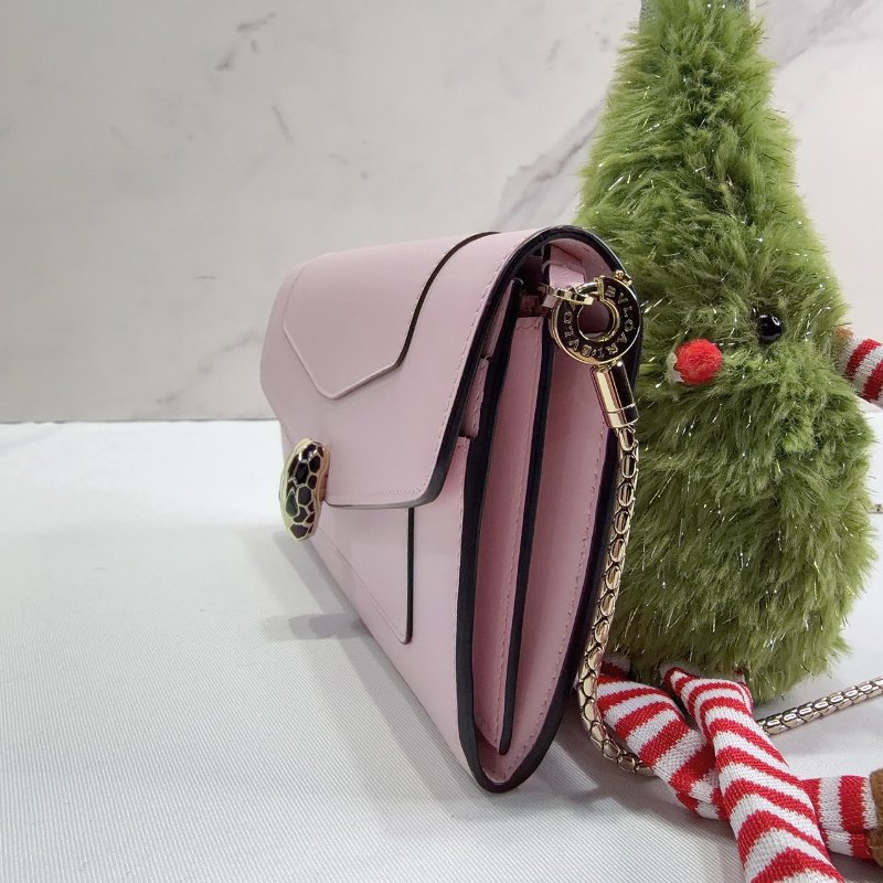 BVLGARI Serpenti Forever粉色小牛皮蛇頭WOC-2