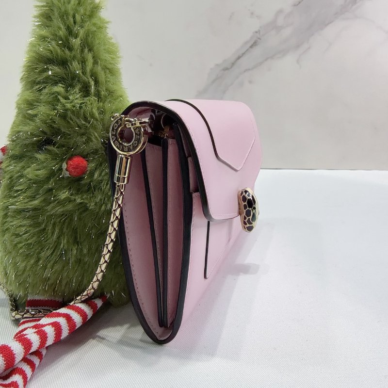 BVLGARI Serpenti Forever粉色小牛皮蛇頭WOC-3