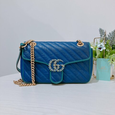 TK2074	Gucci GG Marmont Medium Blue X Green