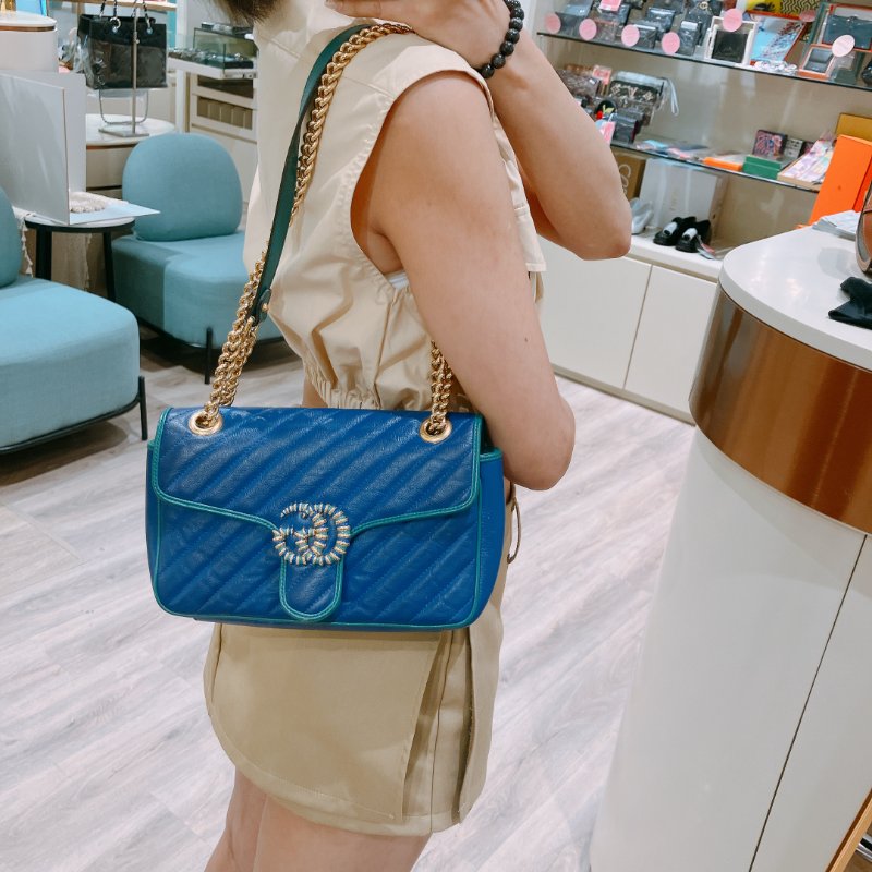 TK2074 Gucci GG Marmont Medium Blue X Green-1