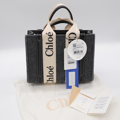 Chloé 蔻伊 Woody tote bag 小號 克什米爾 灰