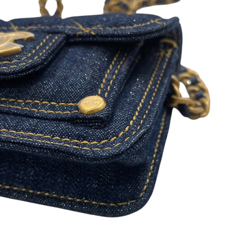CHANEL 香奈兒 AP3349 迷你丹寧鍊條包 丹寧布 深藍色 金釦-7