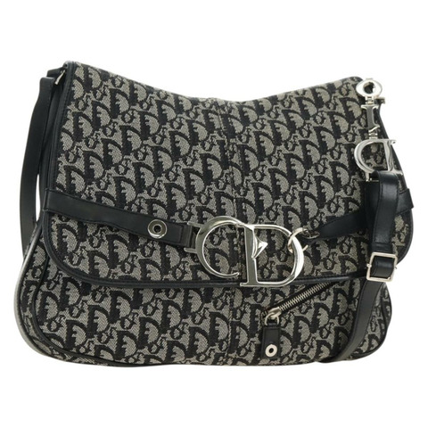 Christian Dior Trotter帆布肩背包 黑色銀色 正品 bs35297SAV