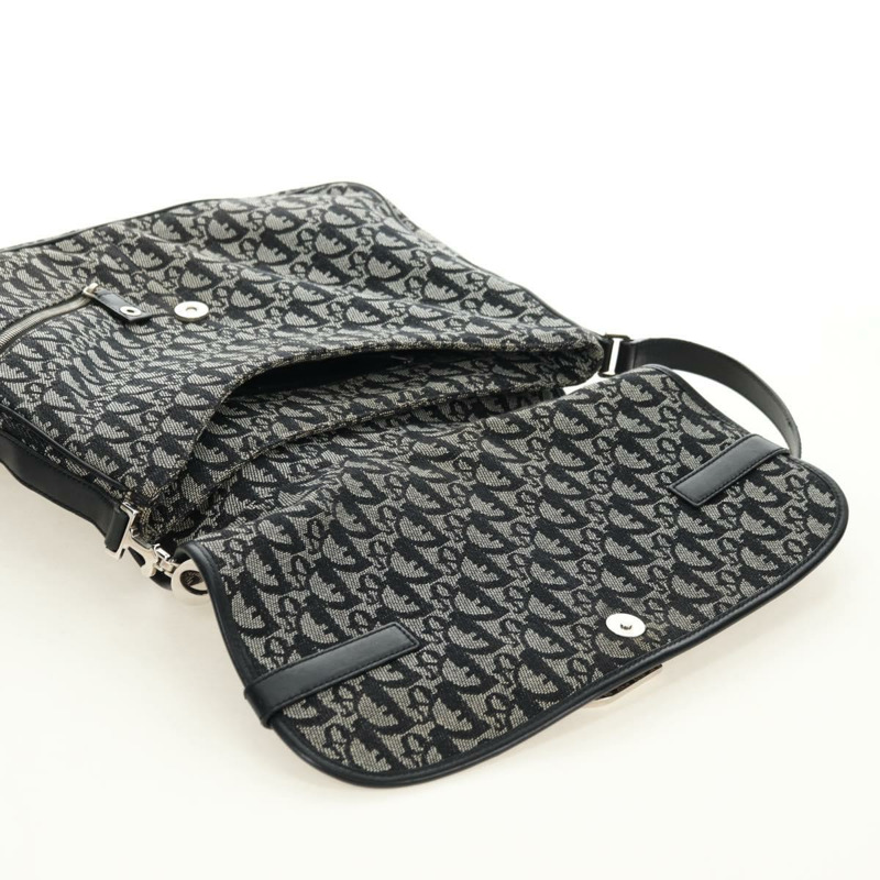 【日本直送】Christian Dior Trotter帆布肩背包 黑色銀色 正品 bs35297SAV-8