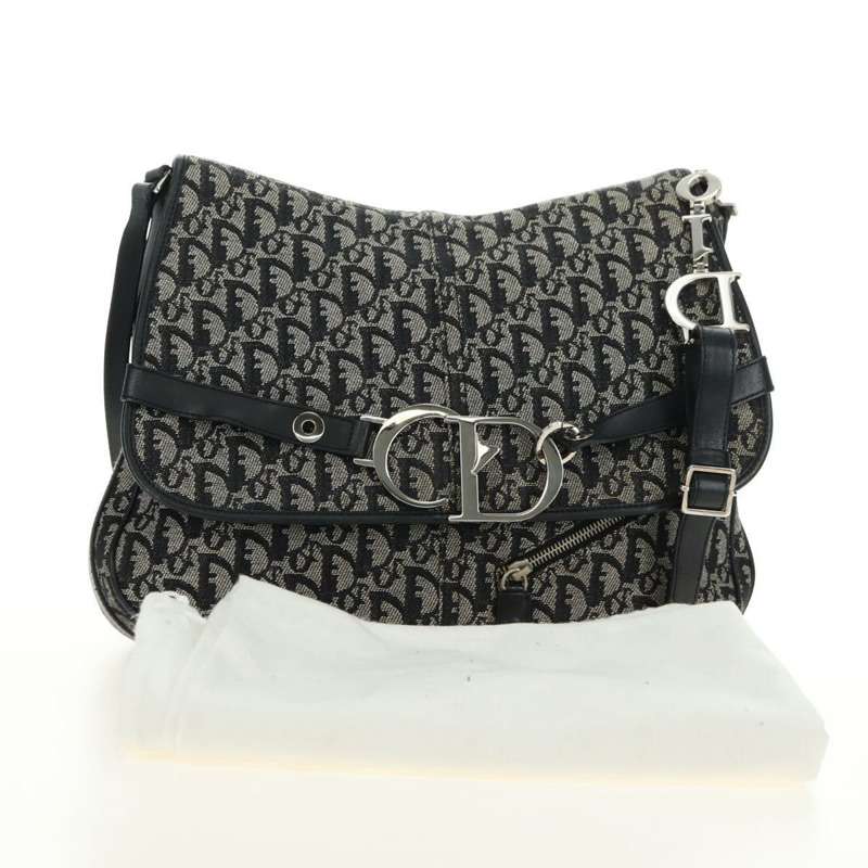 【日本直送】Christian Dior Trotter帆布肩背包 黑色銀色 正品 bs35297SAV-11