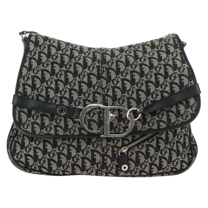 【日本直送】Christian Dior Trotter帆布肩背包 黑色銀色 正品 bs35297SAV-12