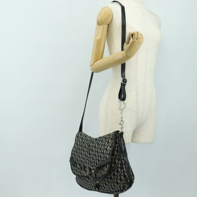 【日本直送】Christian Dior Trotter帆布肩背包 黑色銀色 正品 bs35297SAV-26
